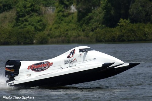 Rob Beasley at the wheel of ’Chance’ in action at Taree during the opening round.  © Theo Spykers